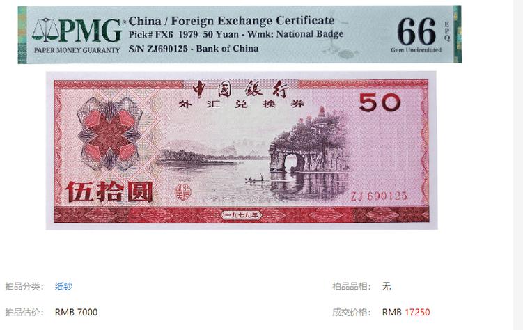 79年外汇兑换券价格