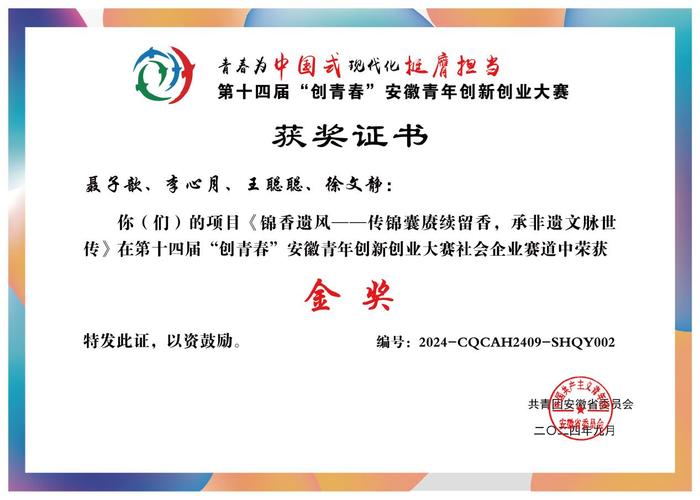 创新创业大赛荣誉证书