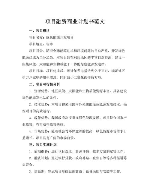 融资商业计划书