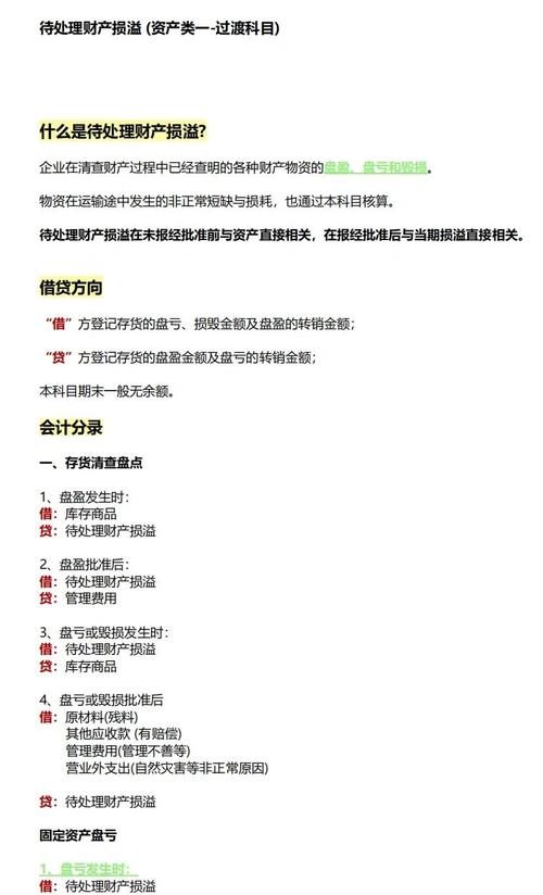 待处理财产损益科目