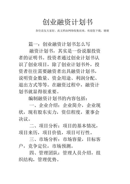 大学生创业计划书融资说明